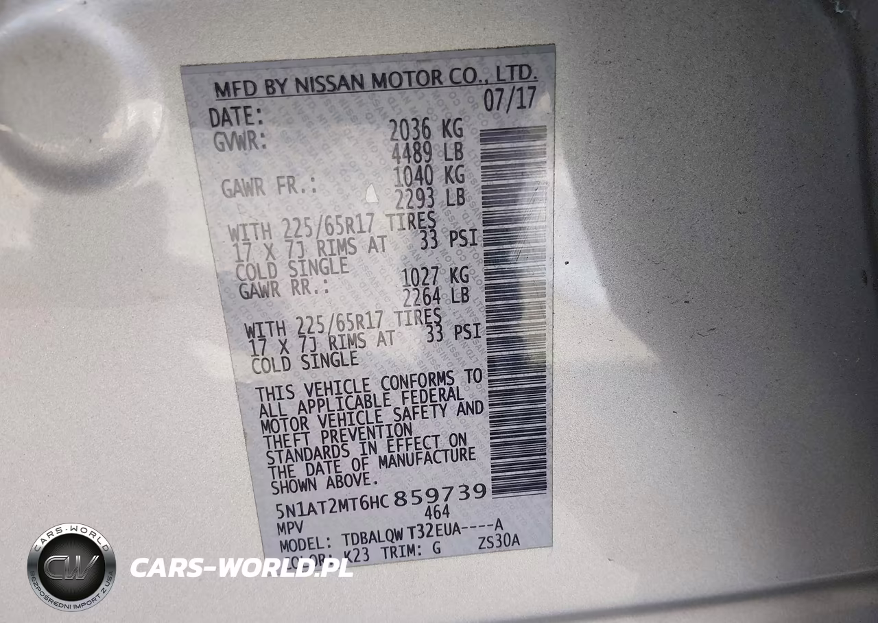 2017 Nissan Rogue Sv VIN:5N1AT2MT6HC859739 - 9