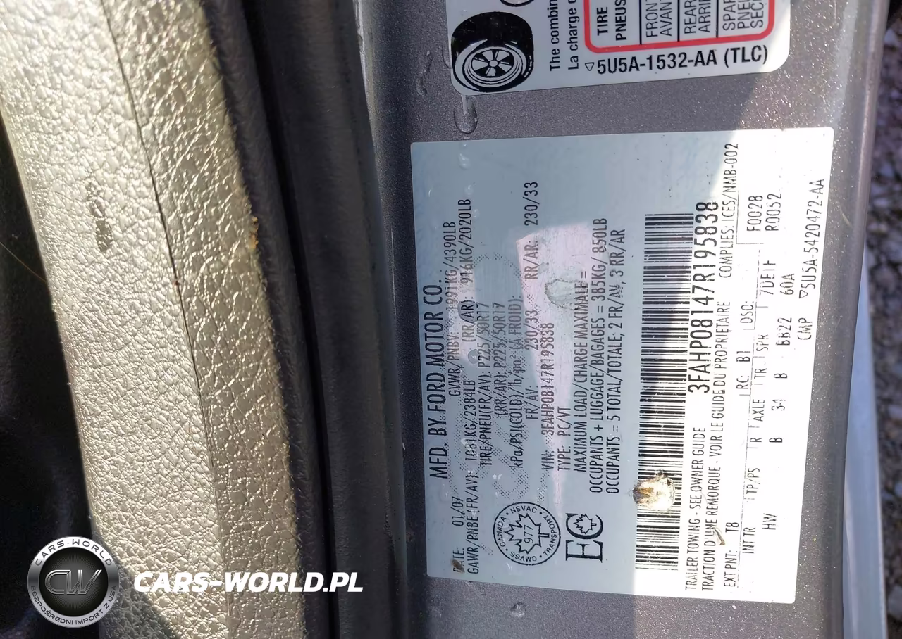 2007 Ford Fusion Sel VIN:3FAHP08147R195838 - 9