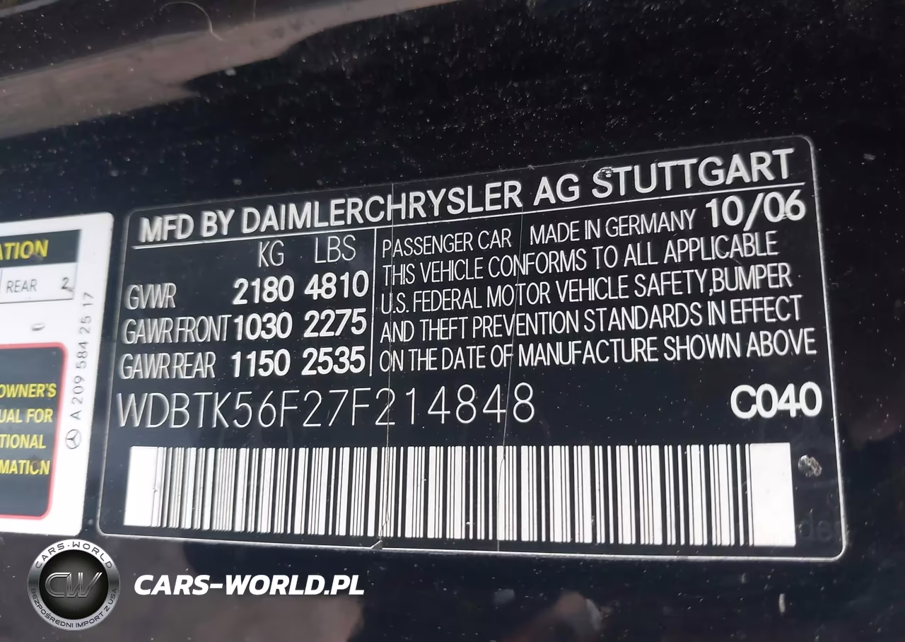 2007 Mercedes-Benz Clk 350 VIN:WDBTK56F27F214848 - 9