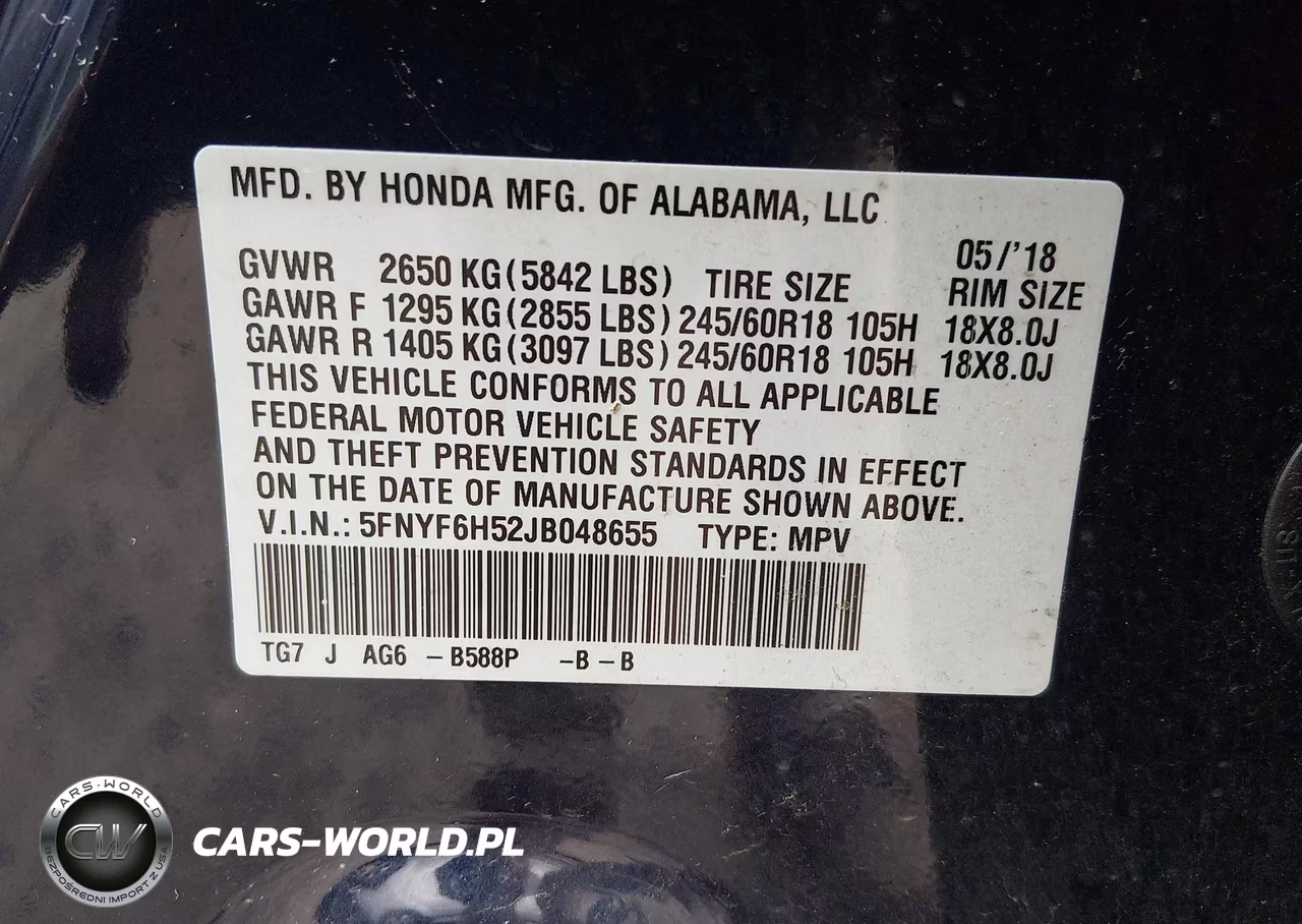 2018 Honda Pilot Ex-L VIN:5FNYF6H52JB048655 - 9