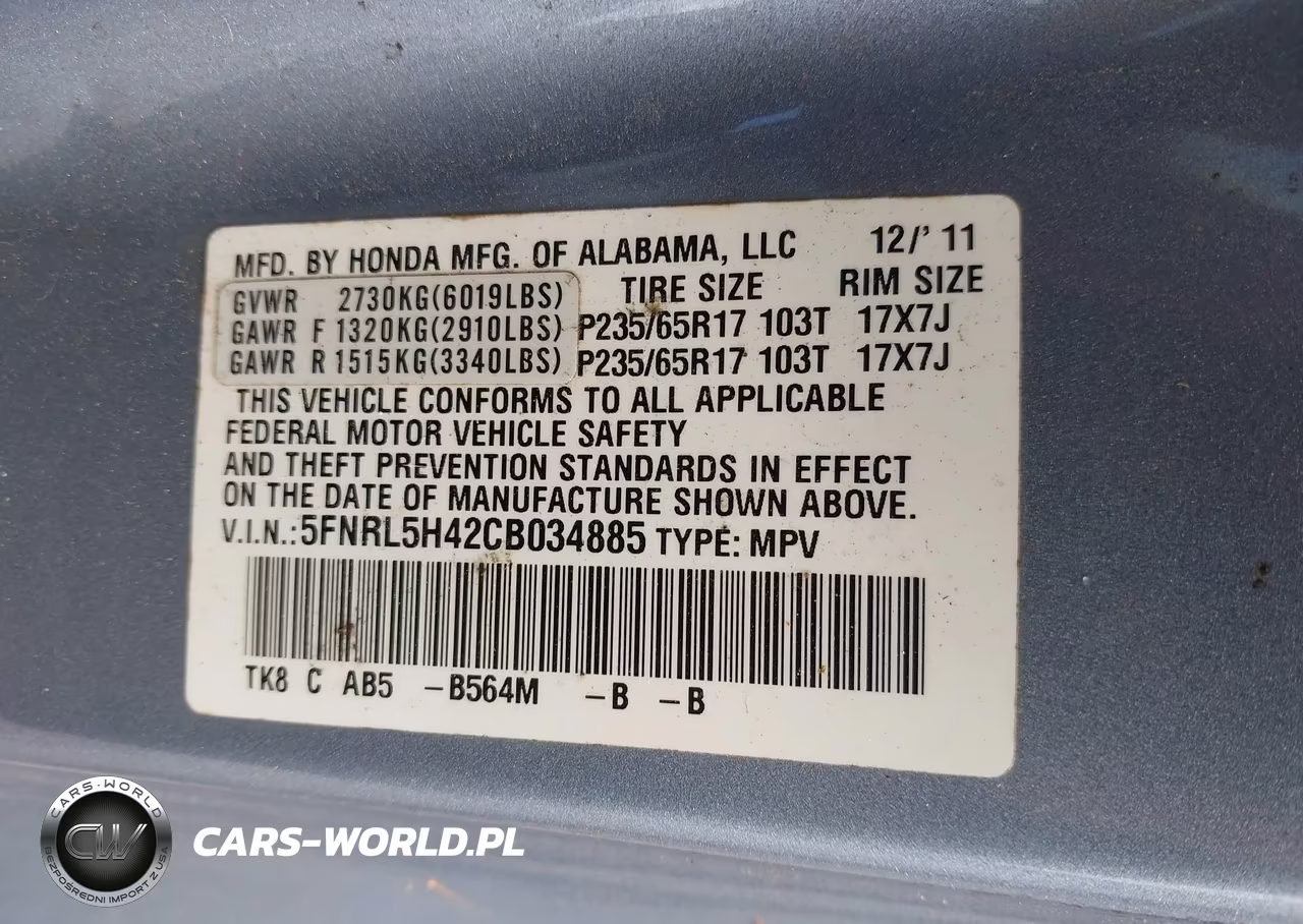 2012 Honda Odyssey Ex VIN:5FNRL5H42CB034885 - 9