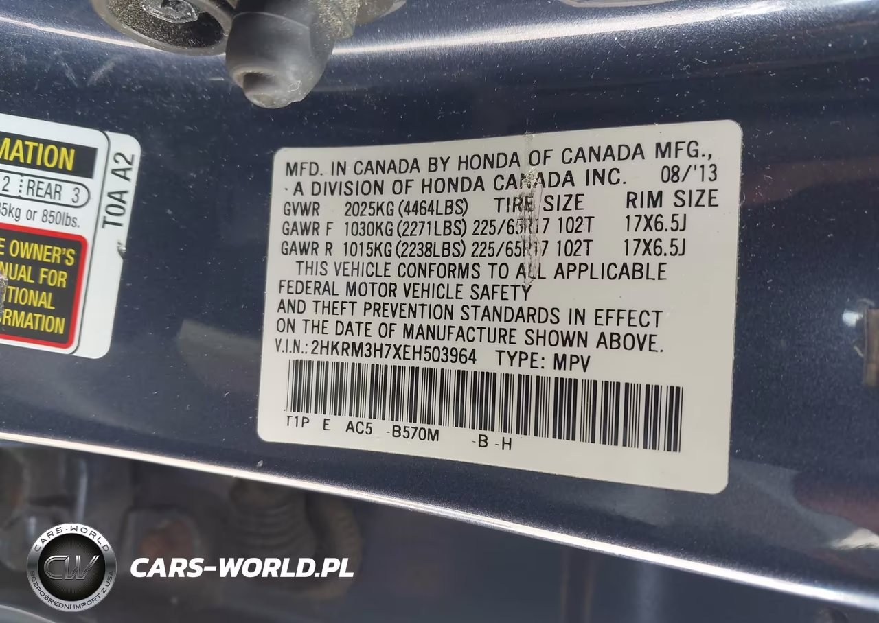 2014 Honda Cr-V Ex-L VIN:2HKRM3H7XEH503964 - 9