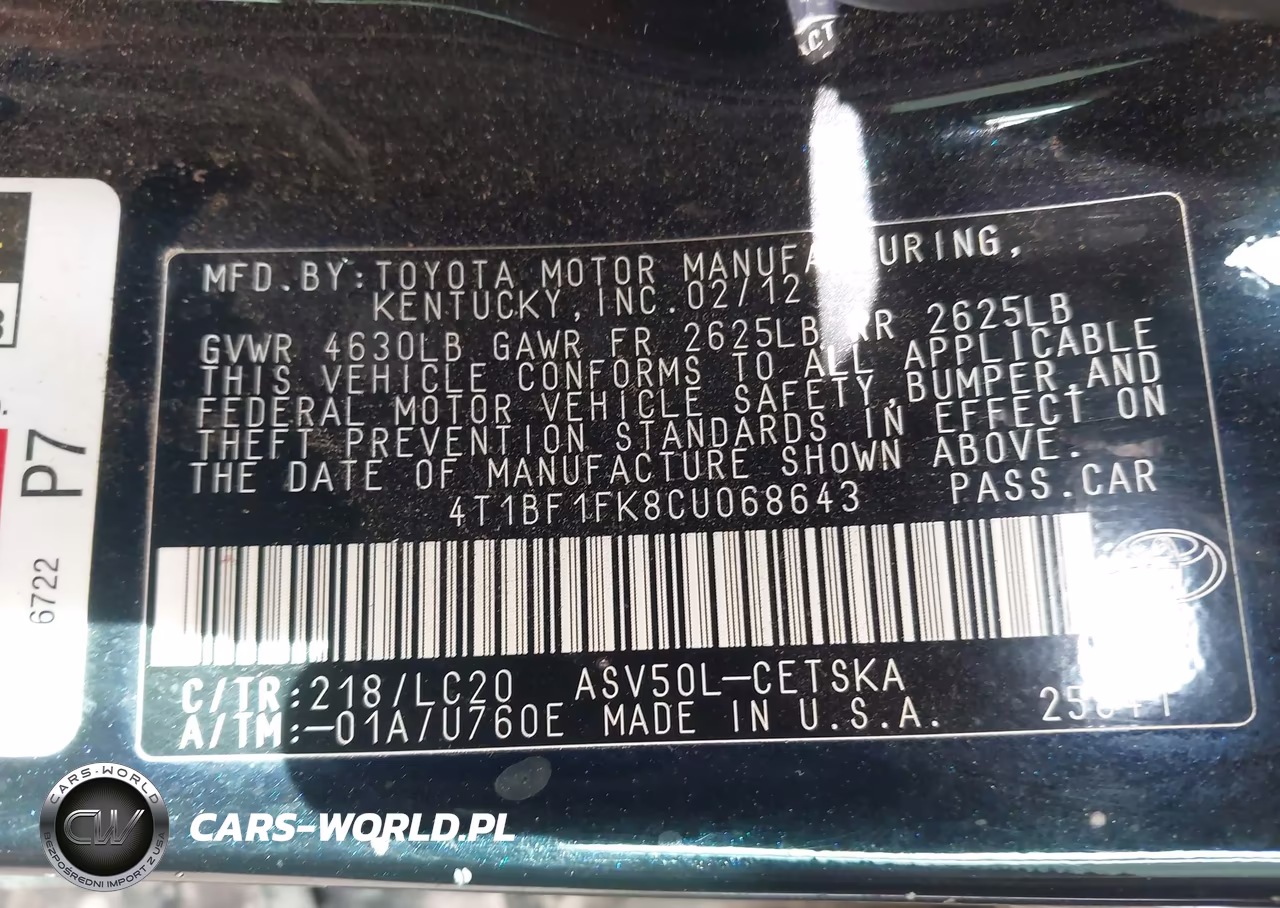 2012 Toyota Camry Se VIN:4T1BF1FK8CU068643 - 9
