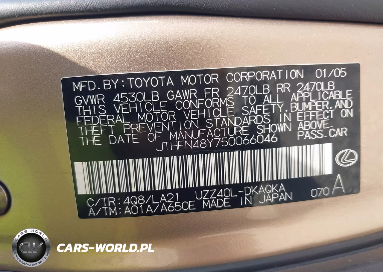 2005 Lexus Sc 430 VIN:JTHFN48Y750066046 - 9