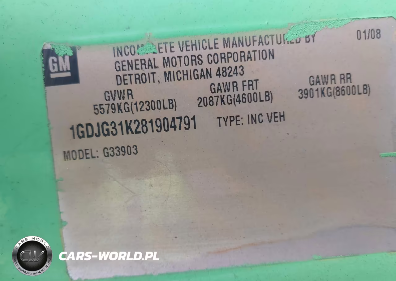 2008 GMC Savana Cutaway Work Van VIN:1GDJG31K281904791 - 8