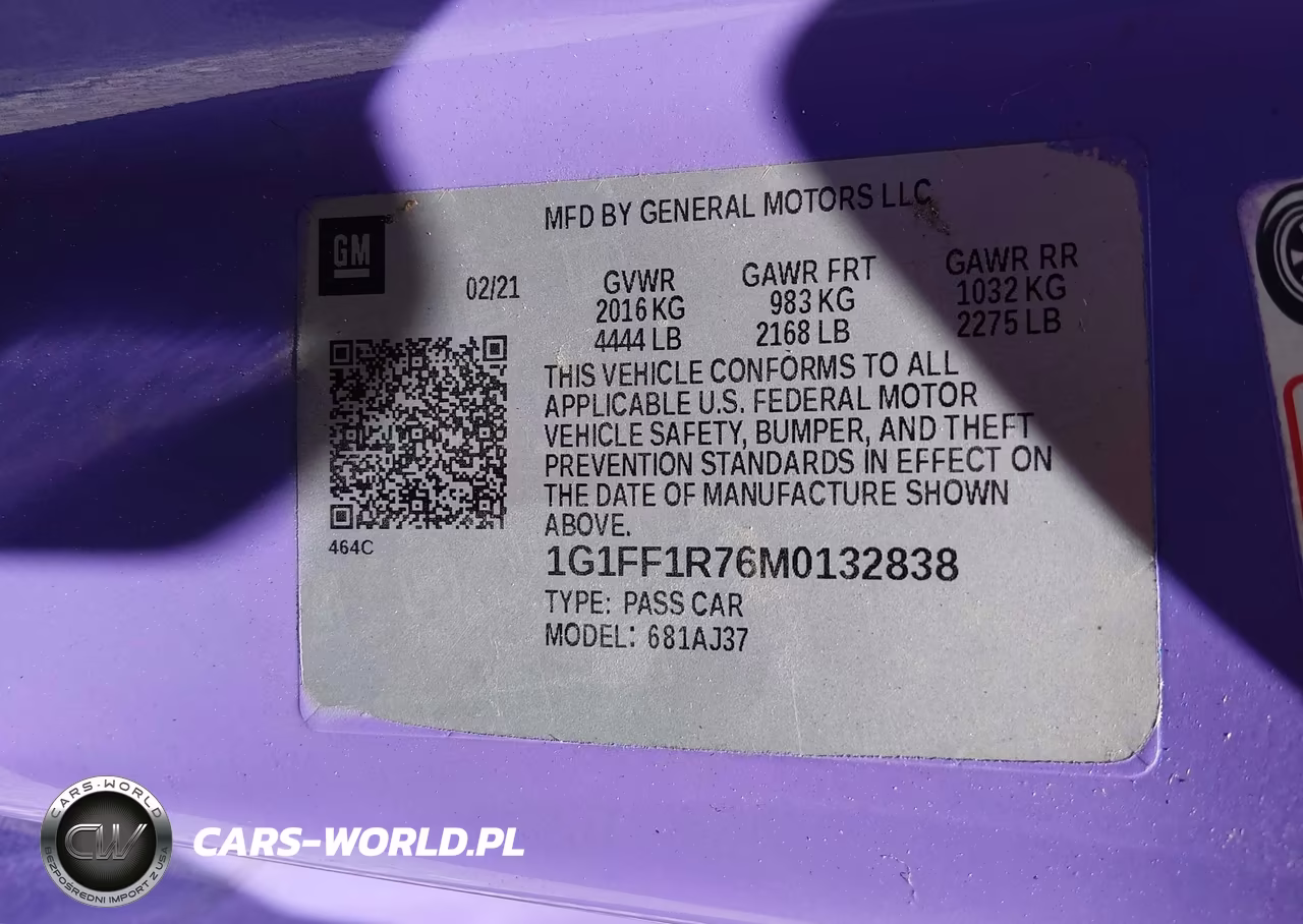 2021 Chevrolet Camaro Rwd Lt1 VIN:1G1FF1R76M0132838 - 9