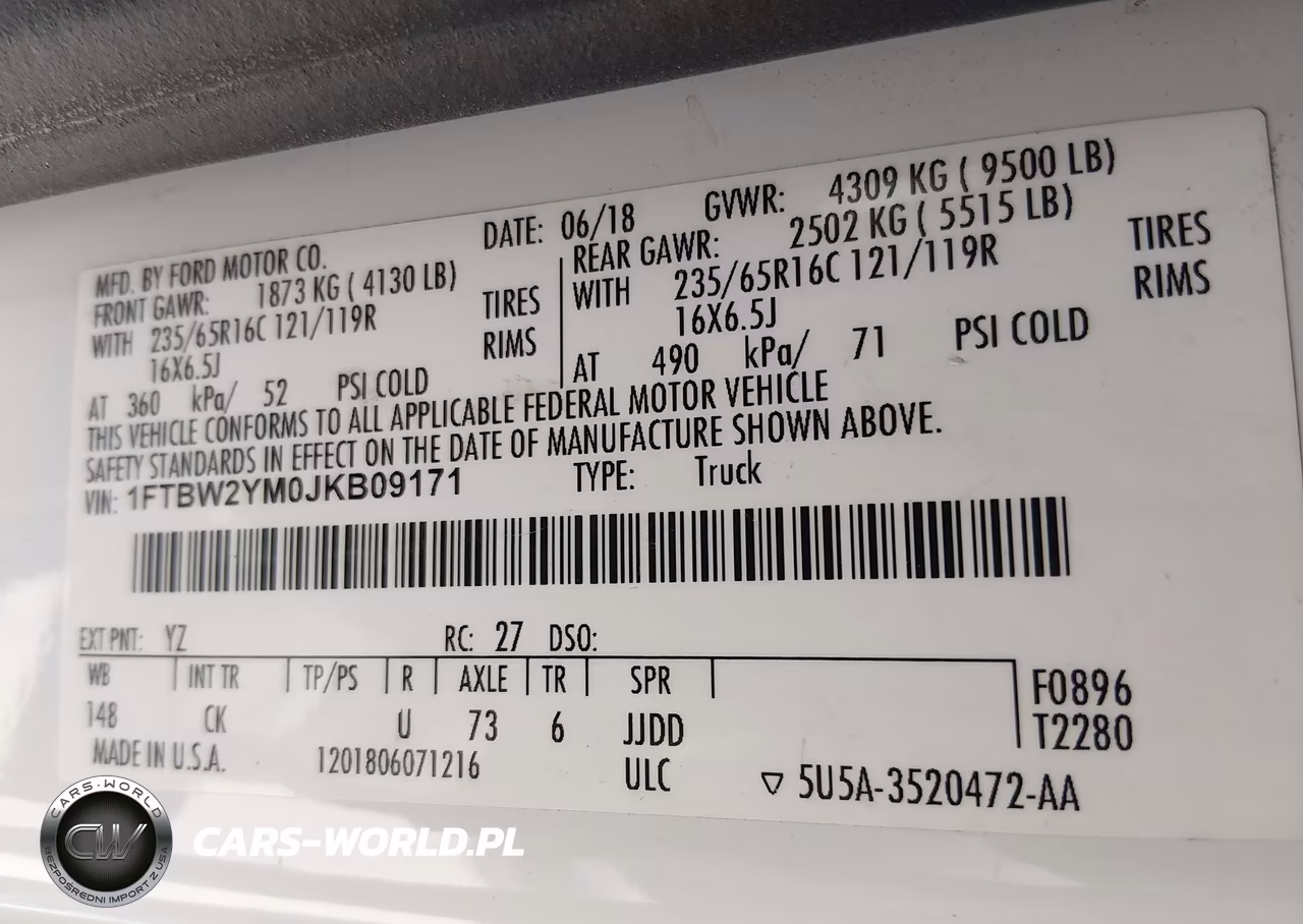 2018 Ford Transit-350 VIN:1FTBW2YM0JKB09171 - 9