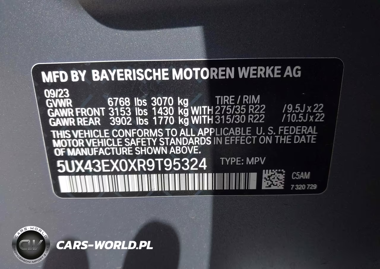 2024 BMW X6 M60I VIN:5UX43EX0XR9T95324 - 9