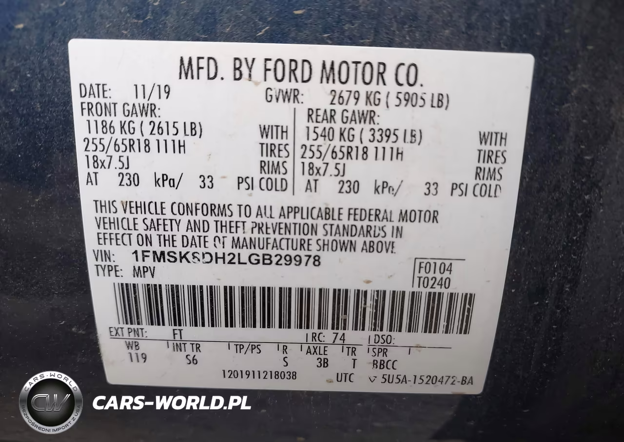 2020 Ford Explorer Xlt VIN:1FMSK8DH2LGB29978 - 9
