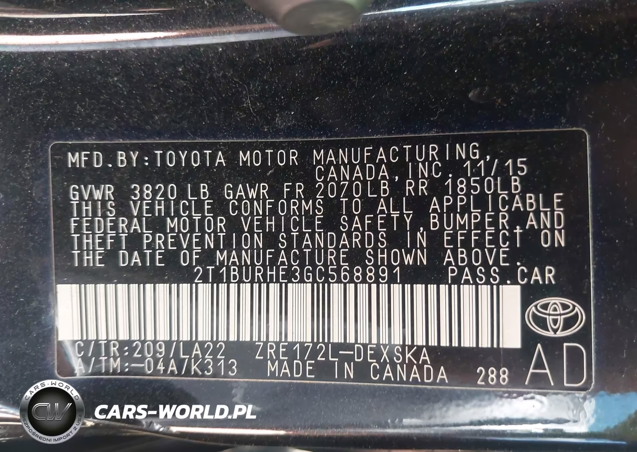 2016 Toyota Corolla S Premium VIN:2T1BURHE3GC568891 - 9