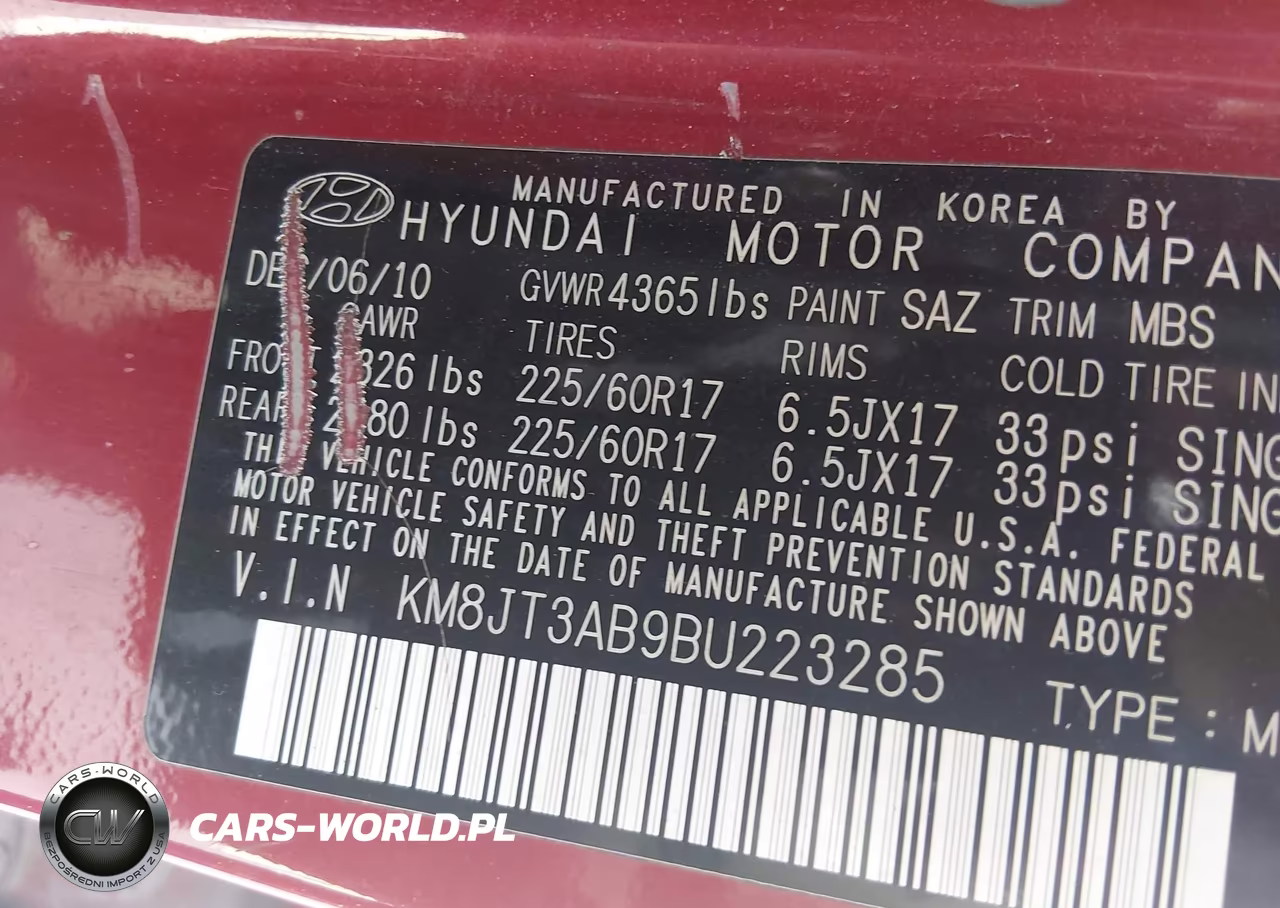 2011 Hyundai Tucson Gl VIN:KM8JT3AB9BU223285 - 9