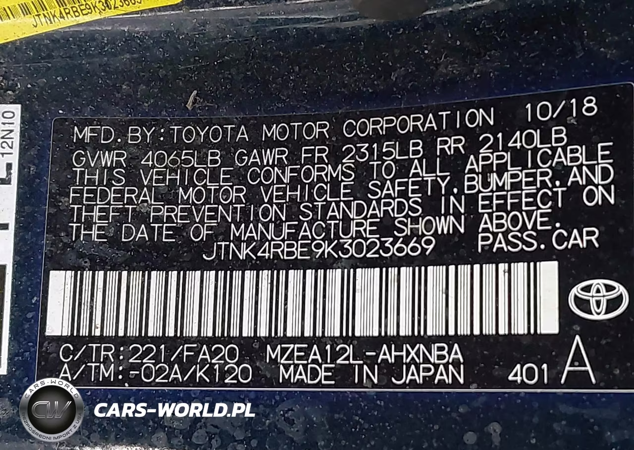 2019 Toyota Corolla Se VIN:JTNK4RBE9K3023669 - 9