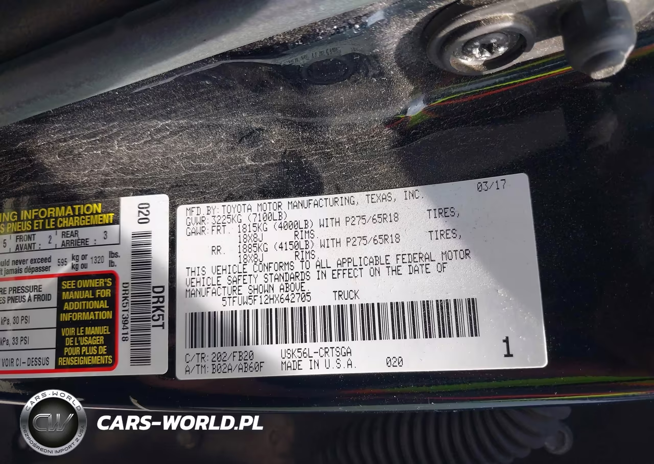 2017 Toyota Tundra Sr5 5.7L V8 VIN:5TFUW5F12HX642705 - 9