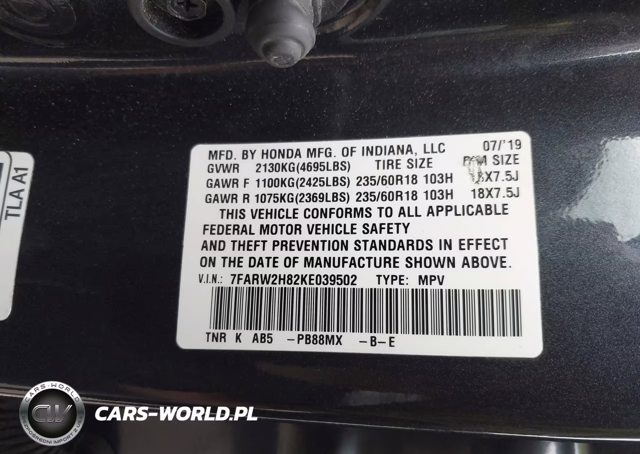 2019 Honda Cr-V Ex-L VIN:7FARW2H82KE039502 - 9