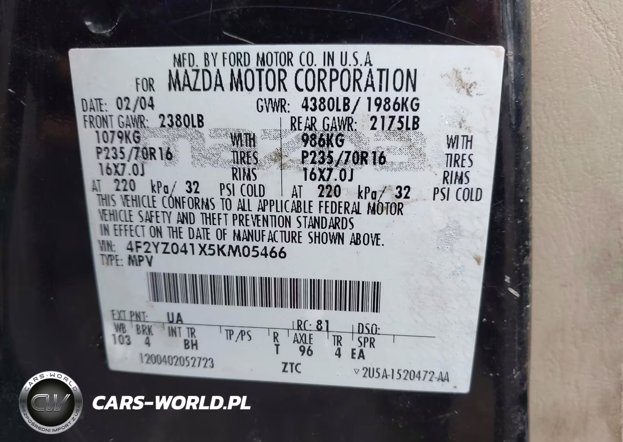 2005 Mazda Tribute S VIN:4F2YZ041X5KM05466 - 9