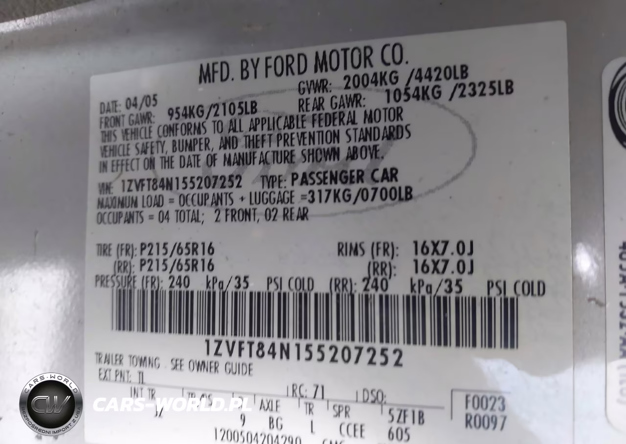 2005 Ford Mustang VIN:1ZVFT84N155207252 - 9