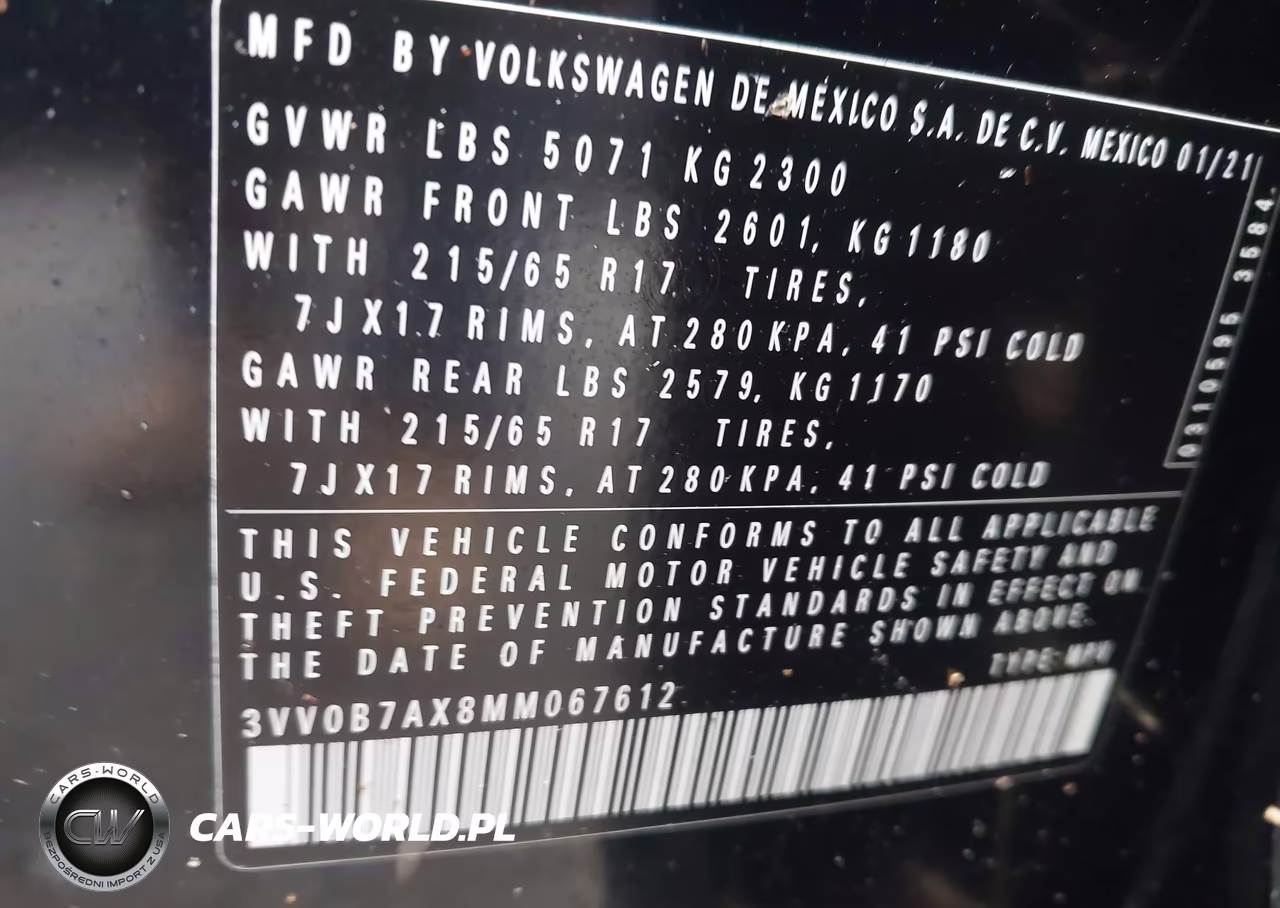 2021 Volkswagen Tiguan 2.0T S VIN:3VV0B7AX8MM067612 - 9