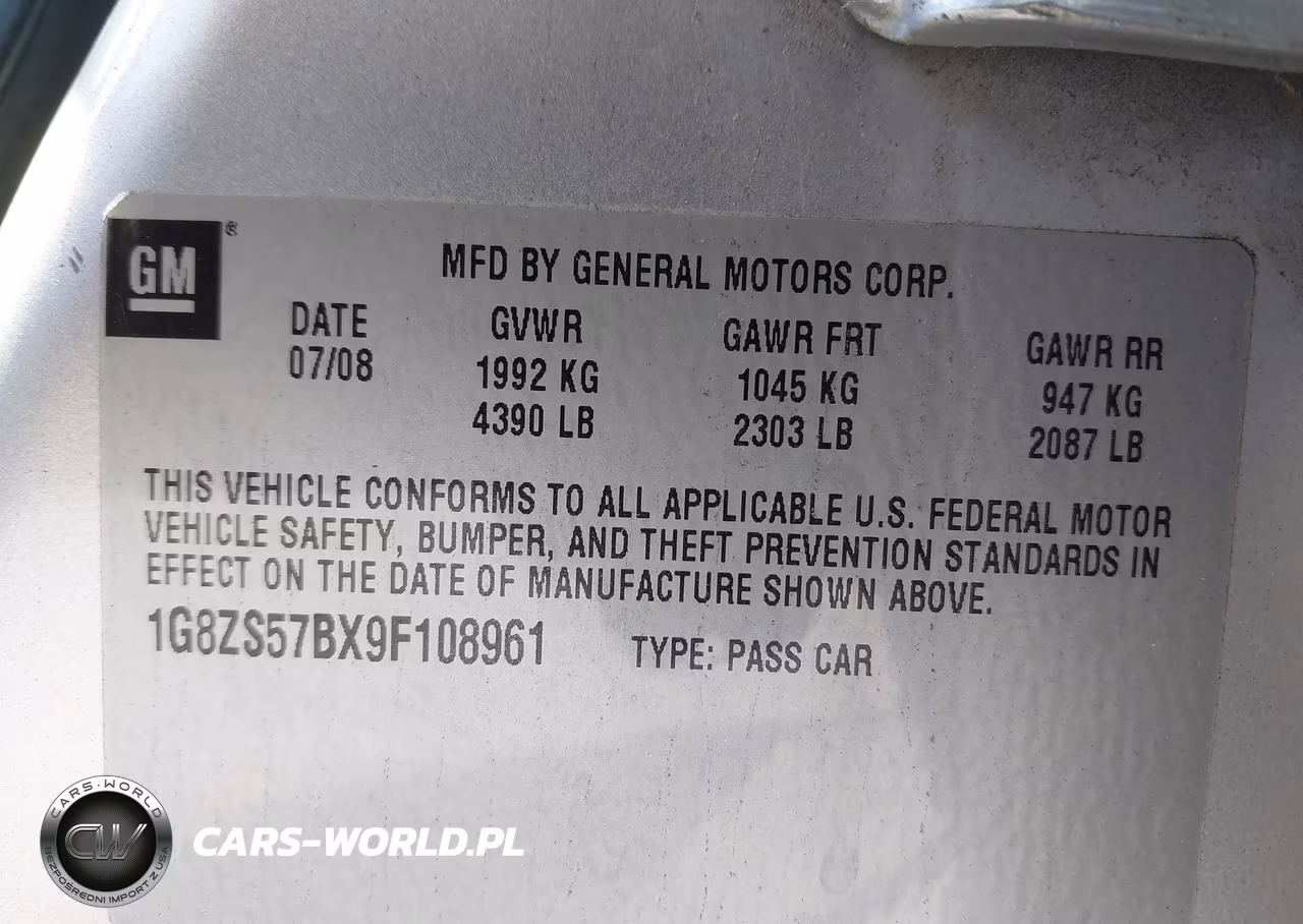 2009 Saturn Aura Xe VIN:1G8ZS57BX9F108961 - 9