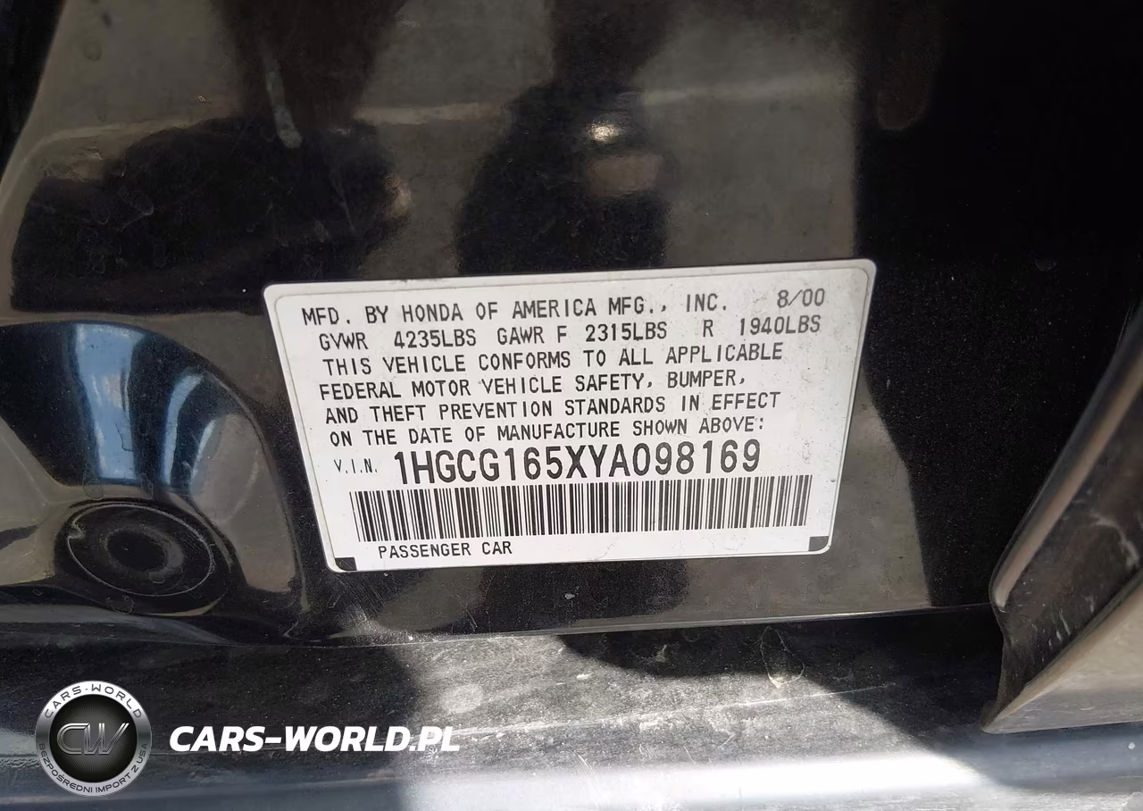 2000 Honda Accord 3.0 Ex VIN:1HGCG165XYA098169 - 9
