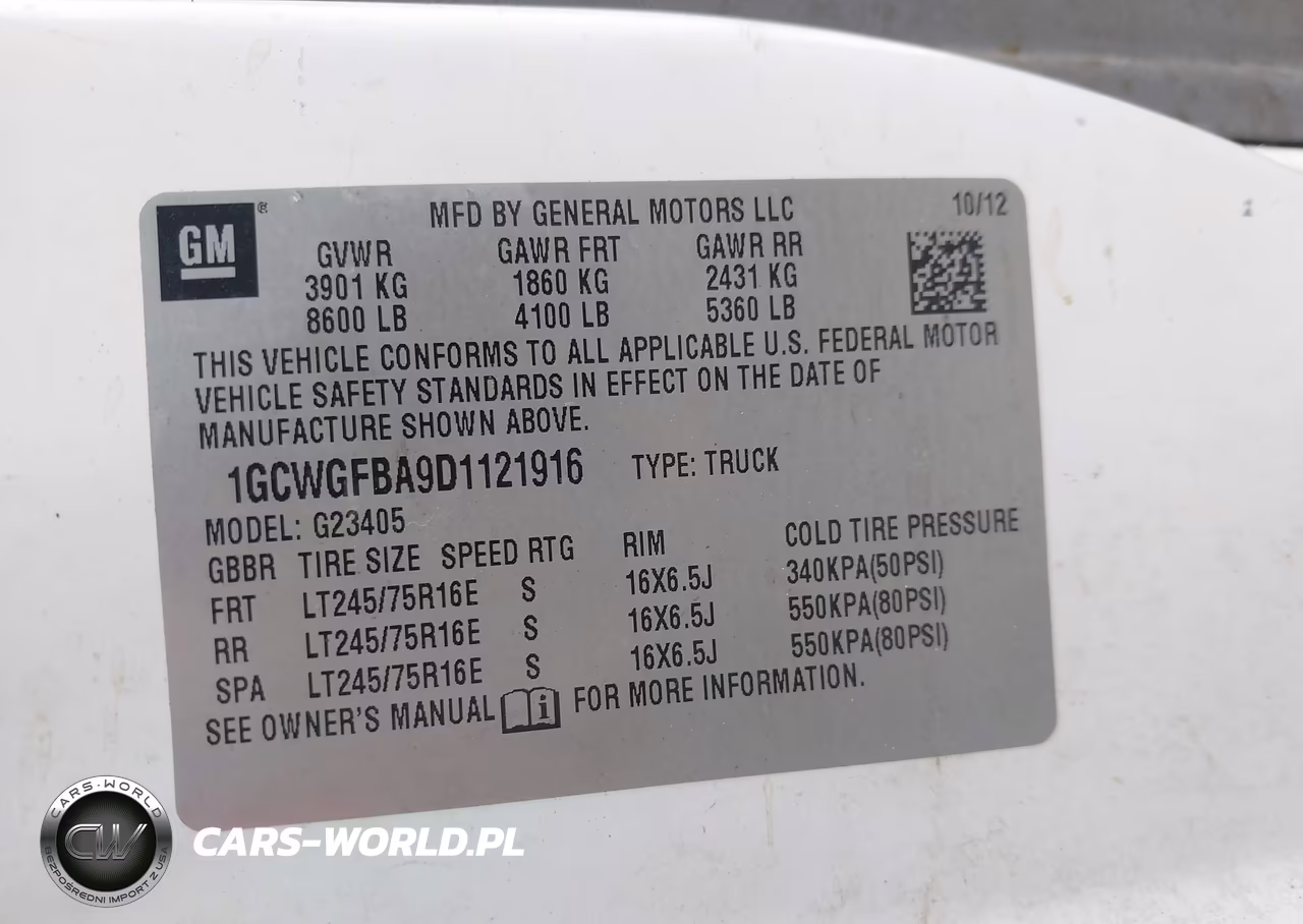 2013 Chevrolet Express 2500 Work Van VIN:1GCWGFBA9D1121916 - 9