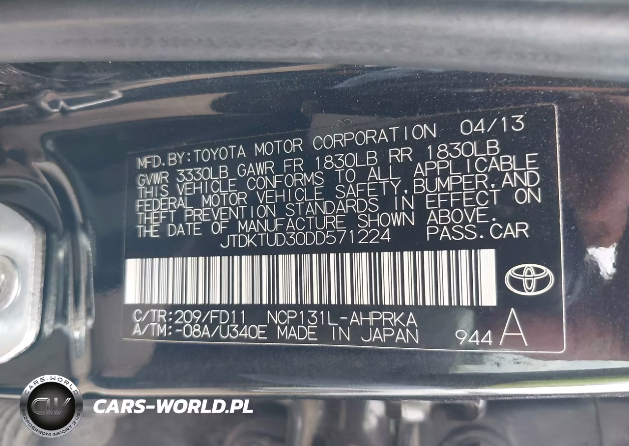 2013 Toyota Yaris Se VIN:JTDKTUD30DD571224 - 9