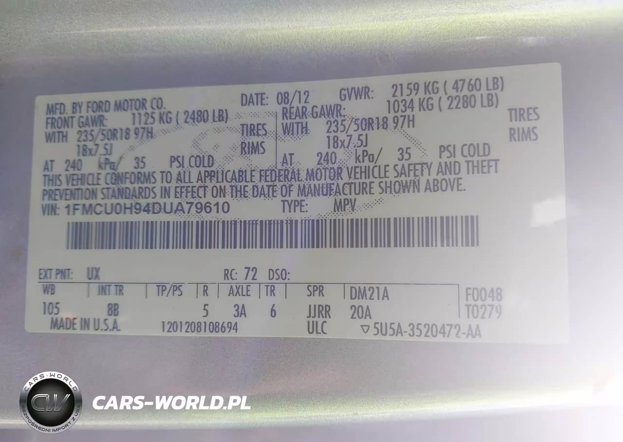 2013 Ford Escape Sel VIN:1FMCU0H94DUA79610 - 9