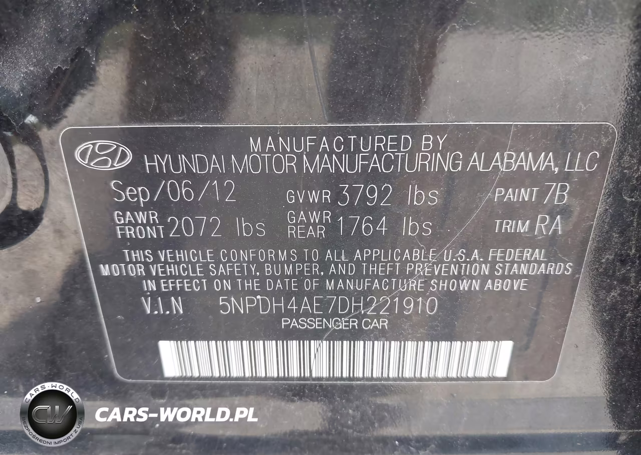 2013 Hyundai Elantra Gls VIN:5NPDH4AE7DH221910 - 9