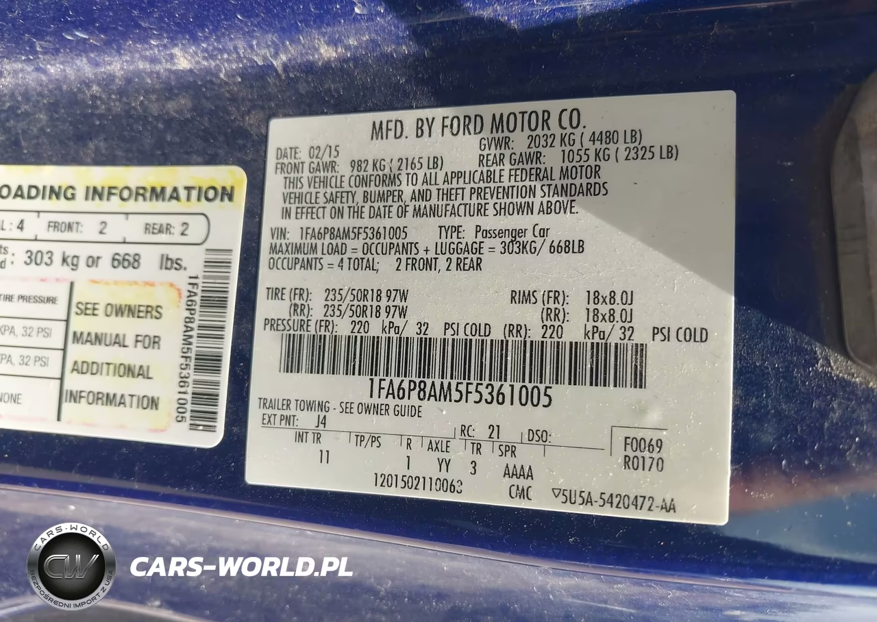 2015 Ford Mustang V6 VIN:1FA6P8AM5F5361005 - 9