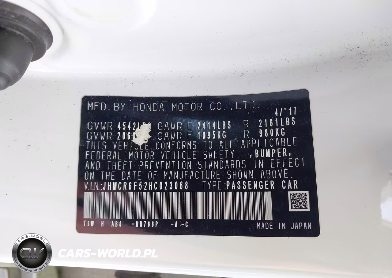 2017 Honda Accord Hybrid Ex-L VIN:JHMCR6F52HC023068 - 9