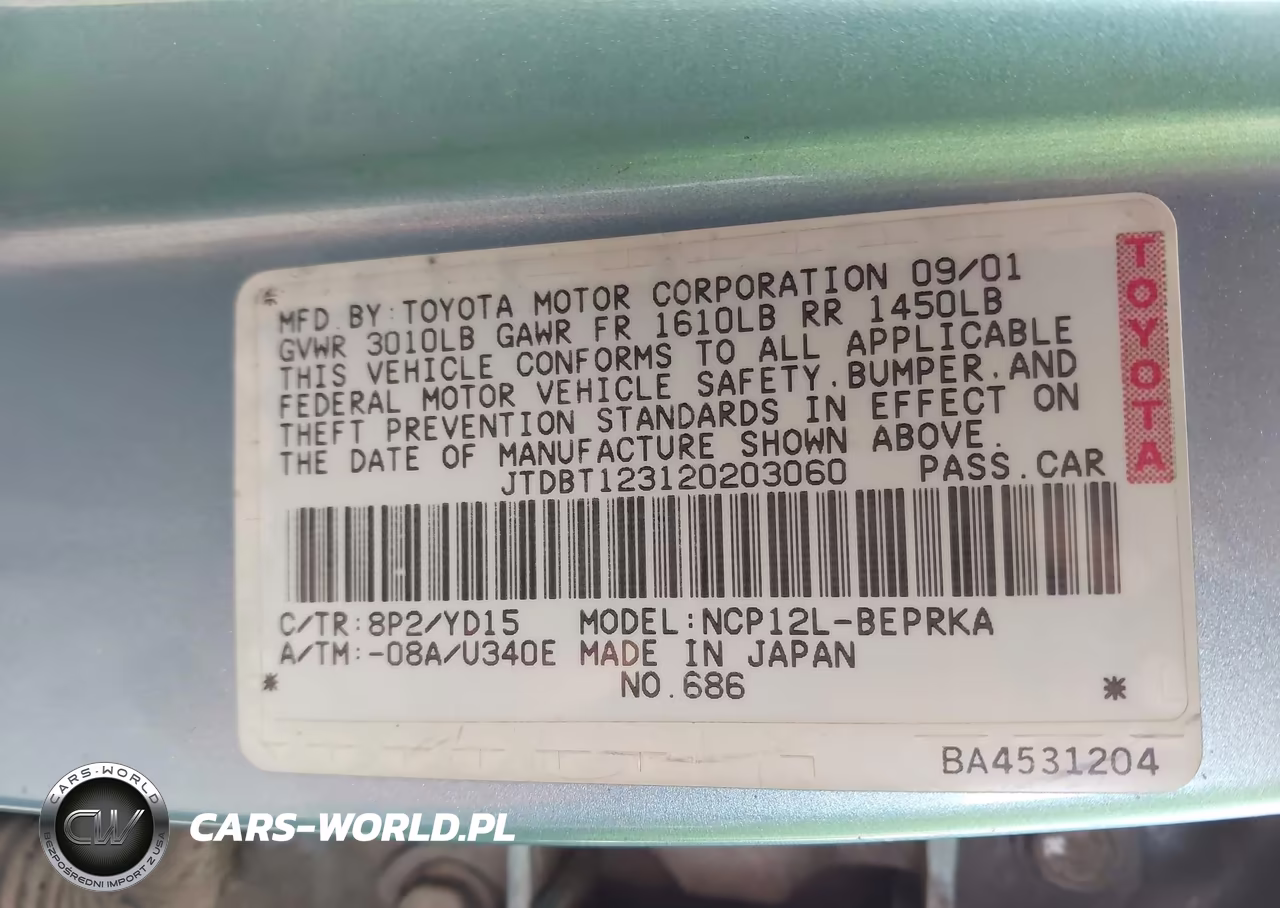 2002 Toyota Echo VIN:JTDBT123120203060 - 9