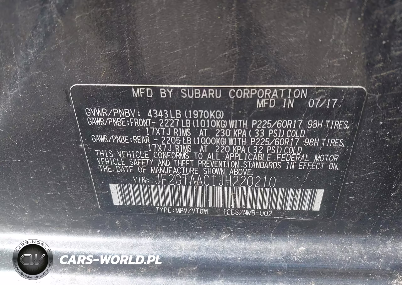 2018 Subaru Crosstrek 2.0I VIN:JF2GTAAC1JH220210 - 9