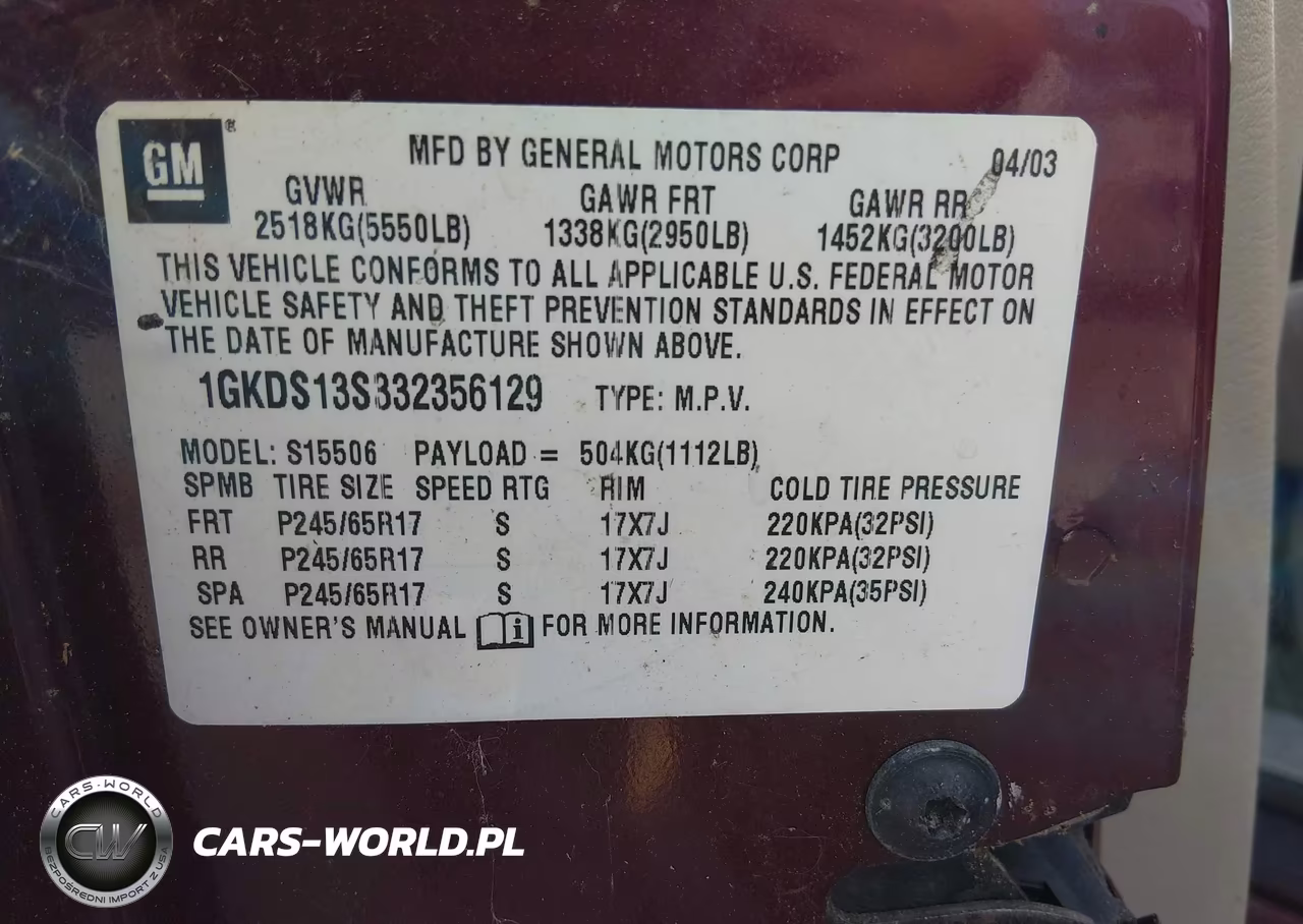 2003 GMC Envoy Sle VIN:1GKDS13S332356129 - 9