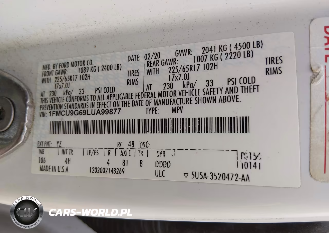 2020 Ford Escape Se VIN:1FMCU9G69LUA99877 - 9