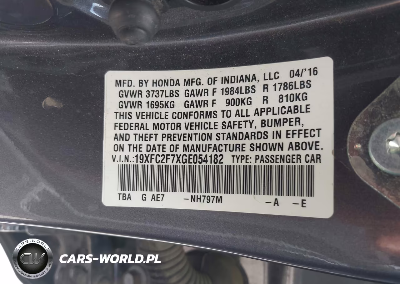 2016 Honda Civic Ex VIN:19XFC2F7XGE054182 - 9