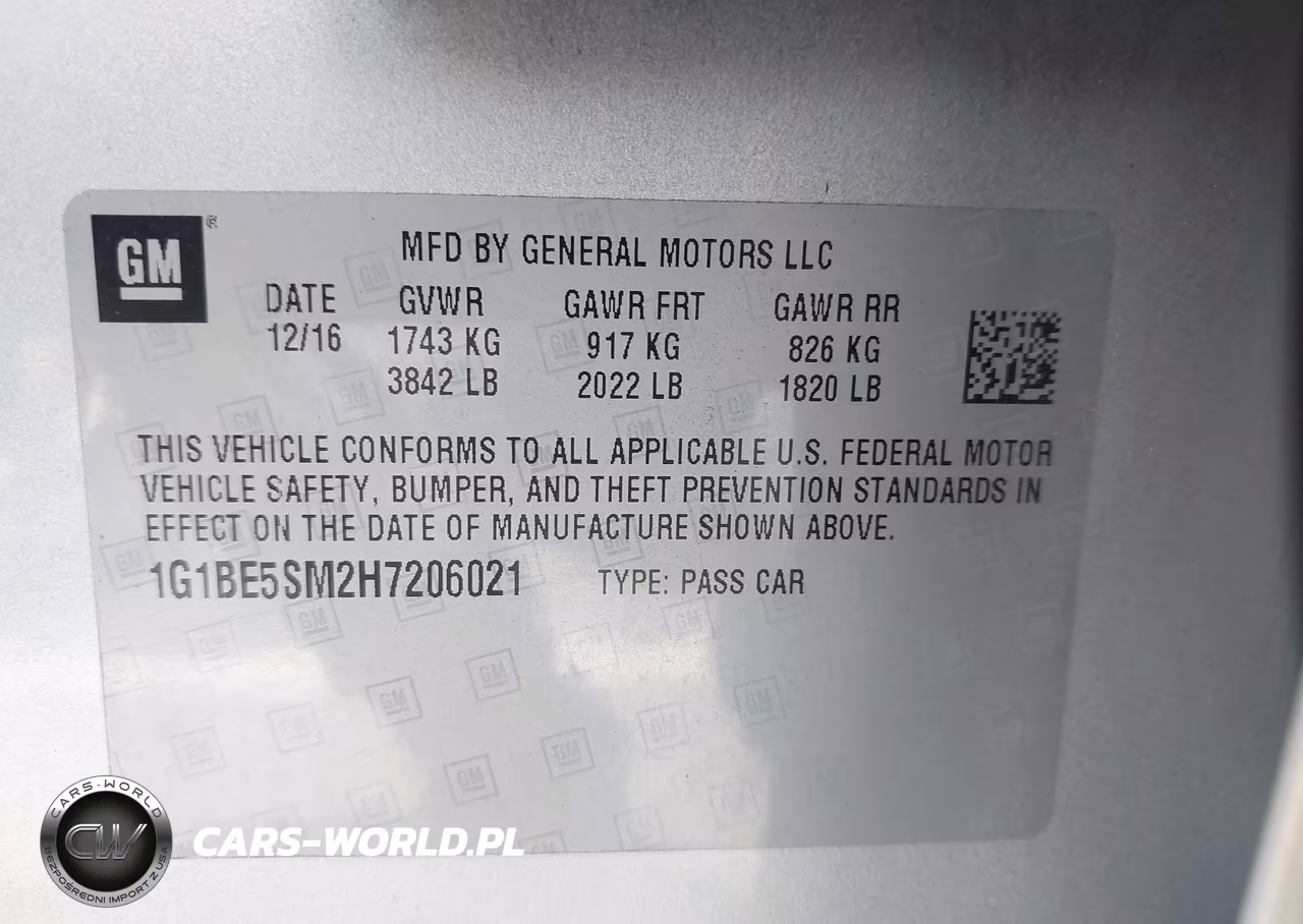 2017 Chevrolet Cruze Lt Auto VIN:1G1BE5SM2H7206021 - 9