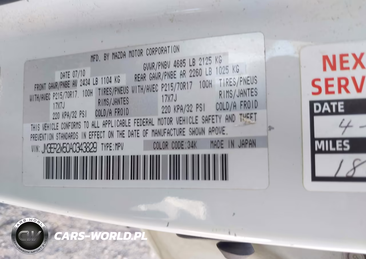 2010 Mazda Cx-7 I Sport VIN:JM3ER2W50A0343829 - 9