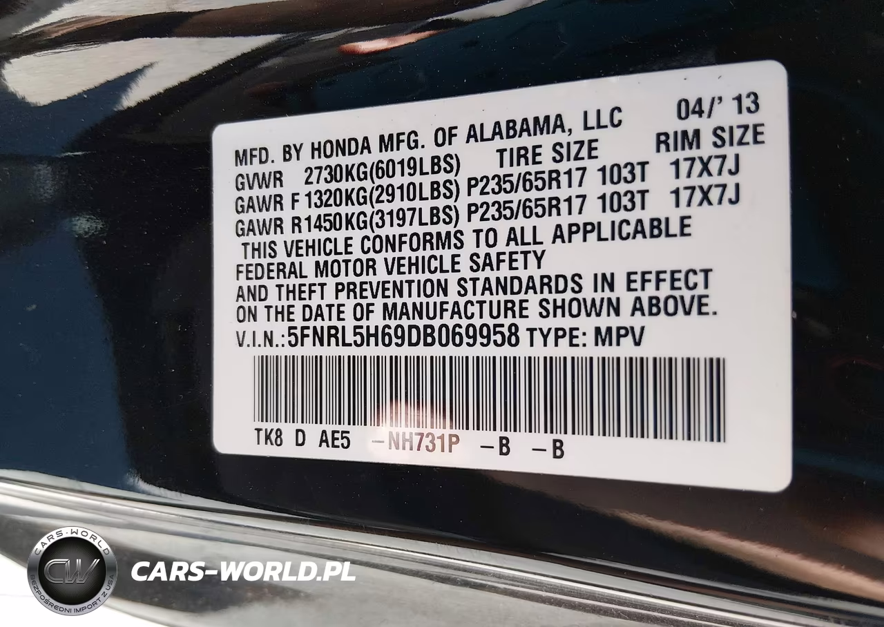 2013 Honda Odyssey Ex-L VIN:5FNRL5H69DB069958 - 9