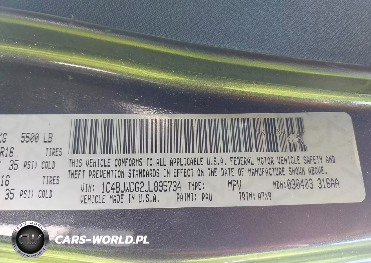 2018 Jeep Wrangler Jk Unlimited Sport 4X4 VIN:1C4BJWDG2JL895734 - 9