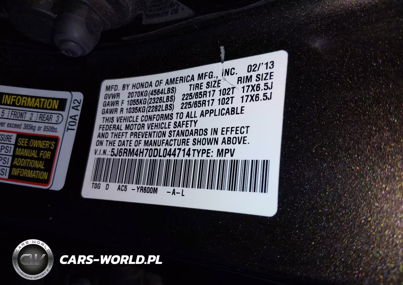 2013 Honda Cr-V Ex-L VIN:5J6RM4H70DL044714 - 9