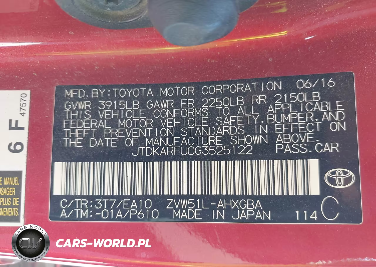 2016 Toyota Prius Four VIN:JTDKARFU0G3525122 - 9