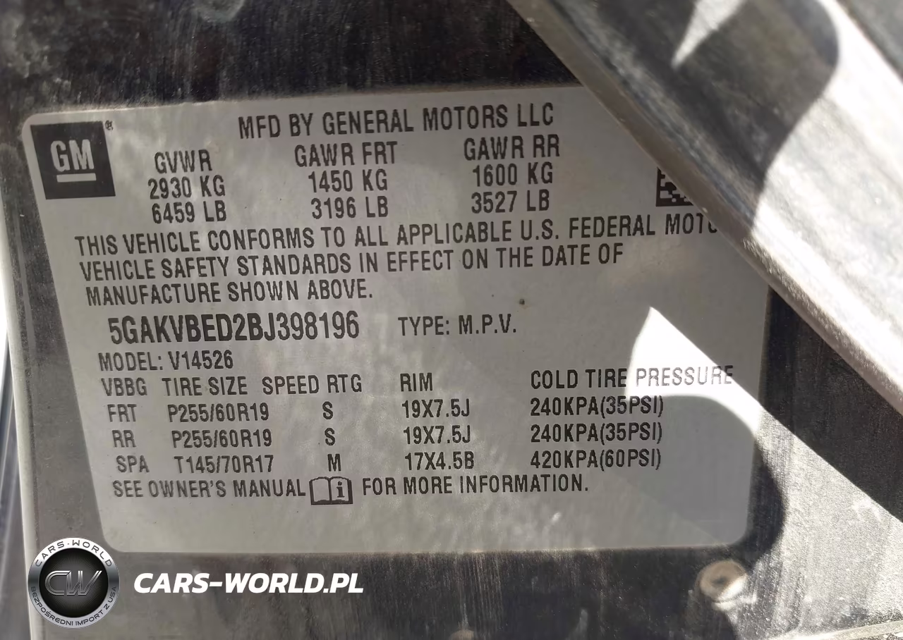 2011 Buick Enclave 1Xl VIN:5GAKVBED2BJ398196 - 9