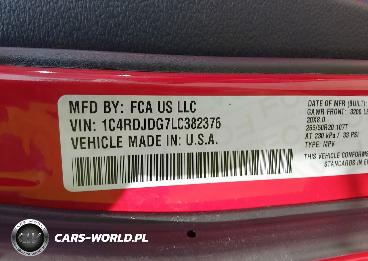 2020 Dodge Durango Gt Awd VIN:1C4RDJDG7LC382376 - 9