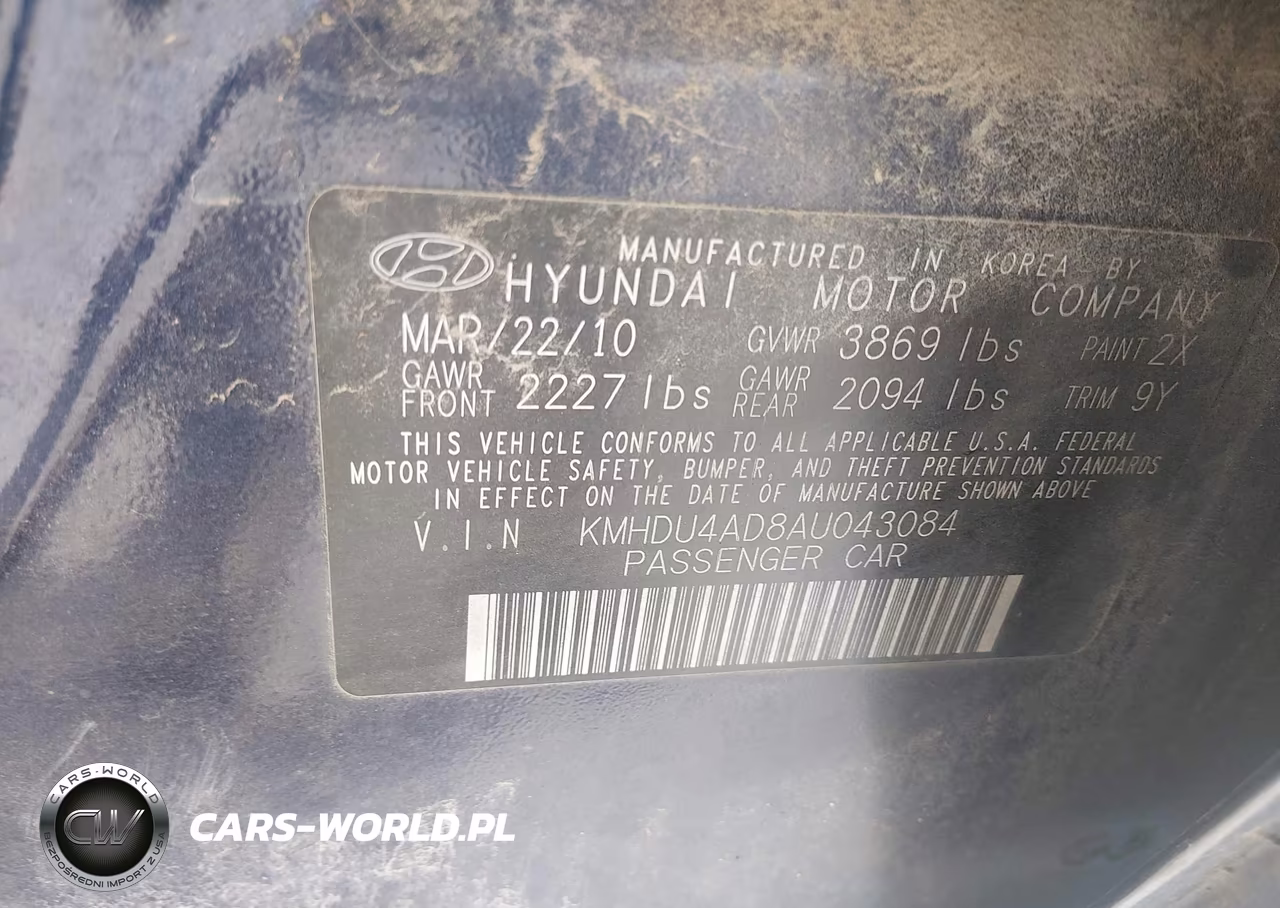 2010 Hyundai Elantra Gls VIN:KMHDU4AD8AU043084 - 9