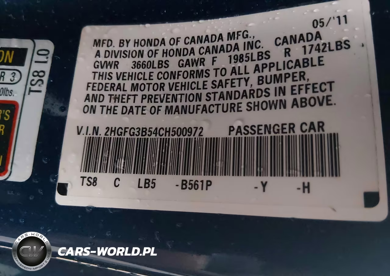 2012 Honda Civic Lx VIN:2HGFG3B54CH500972 - 9
