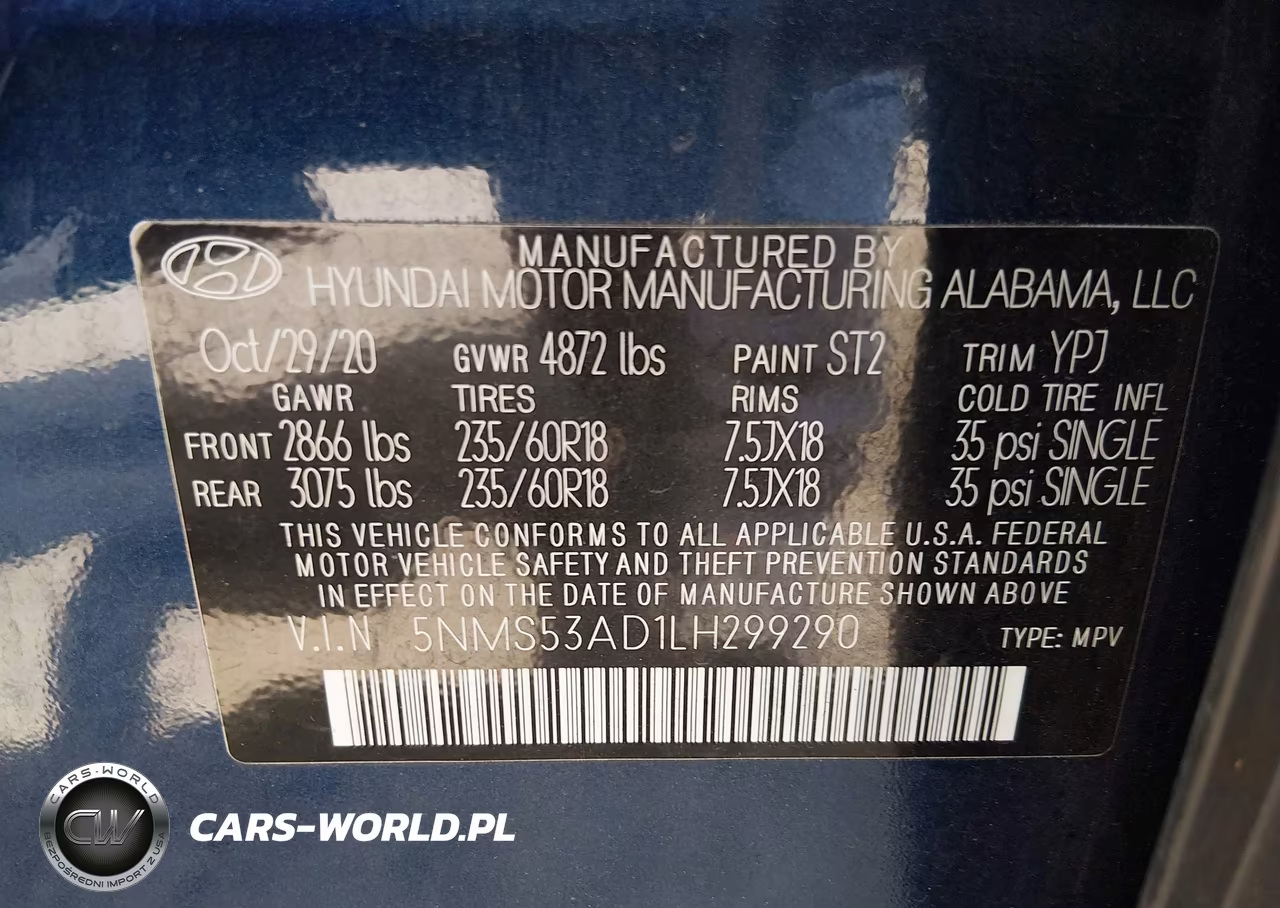 2020 Hyundai Santa Fe Limited VIN:5NMS53AD1LH299290 - 9
