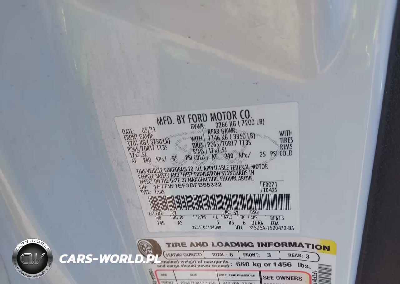 2011 Ford F-150 Xl VIN:1FTFW1EF3BFB55332 - 9