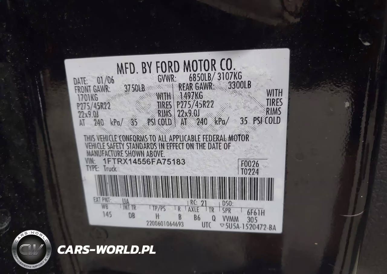 2006 Ford F-150 Fx4-Lariat-Xl-Xlt VIN:1FTRX14556FA75183 - 9