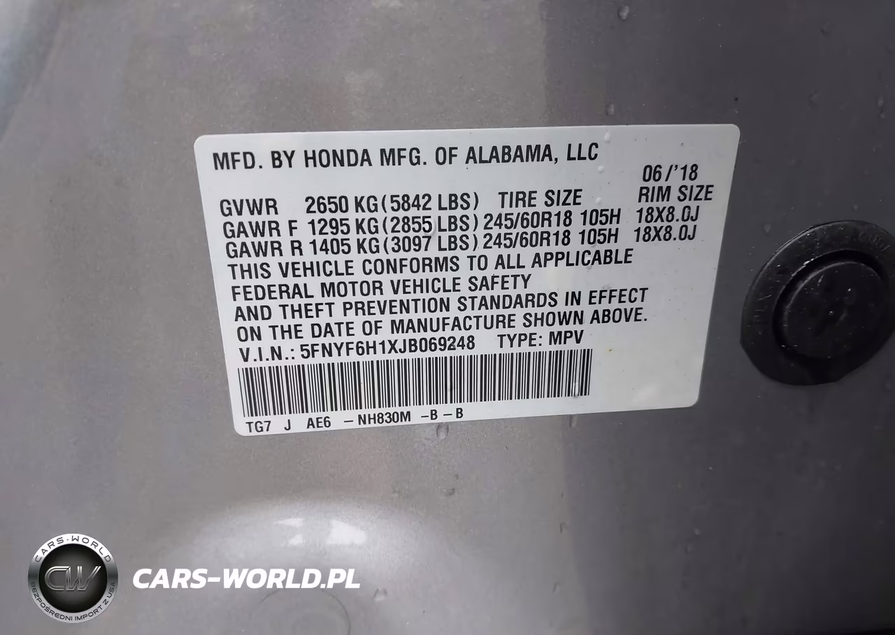 2018 Honda Pilot Lx VIN:5FNYF6H1XJB069248 - 9