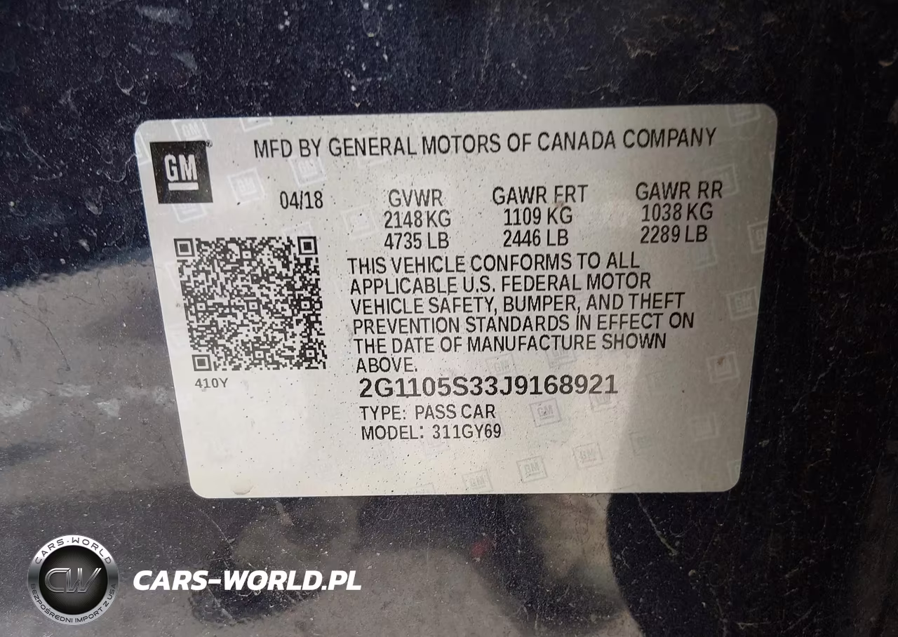 2018 Chevrolet Impala 1Lt VIN:2G1105S33J9168921 - 9