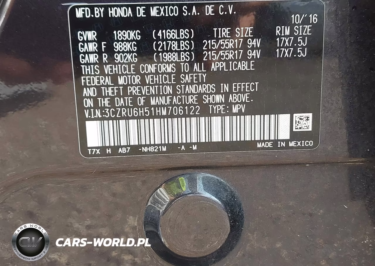 2017 Honda Hr-V Ex VIN:3CZRU6H51HM706122 - 9